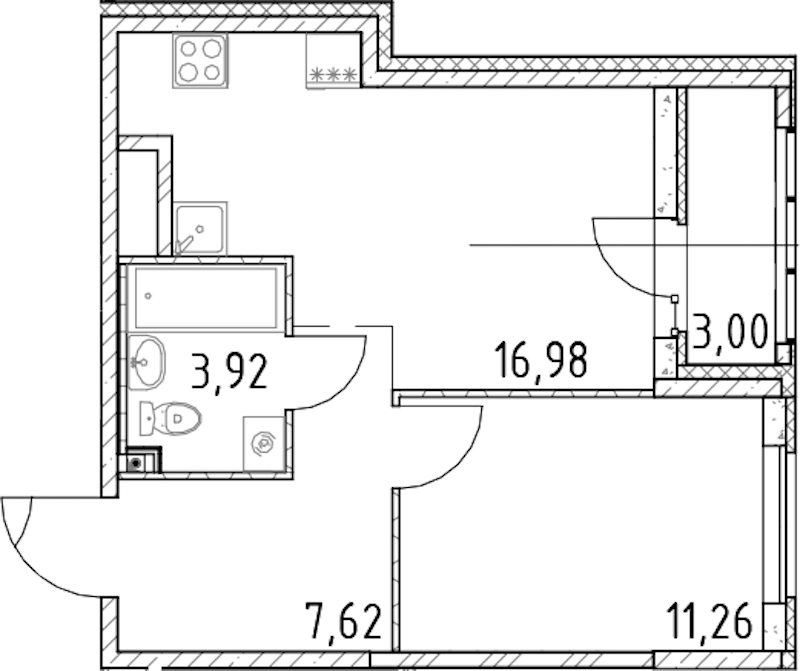 1-комнатная квартира 39.78 м², 15/23 эт., ЖК «Город Первых»